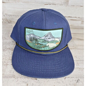 Glacier National Park Goat Patch Sendero Provisions Rope Snapback Hat Cap Blue